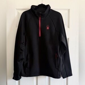 Spyder Men's Black Zip-Up Sweater with Red Details